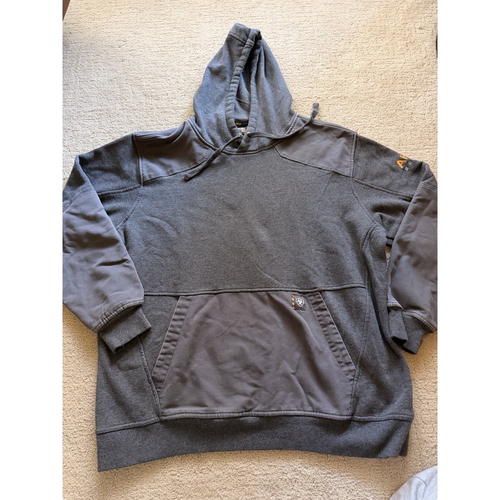 Ariat Hoodie Men XL Rebar Workman DuraCanvas Fleece Water Repellent Heavy Cotton
